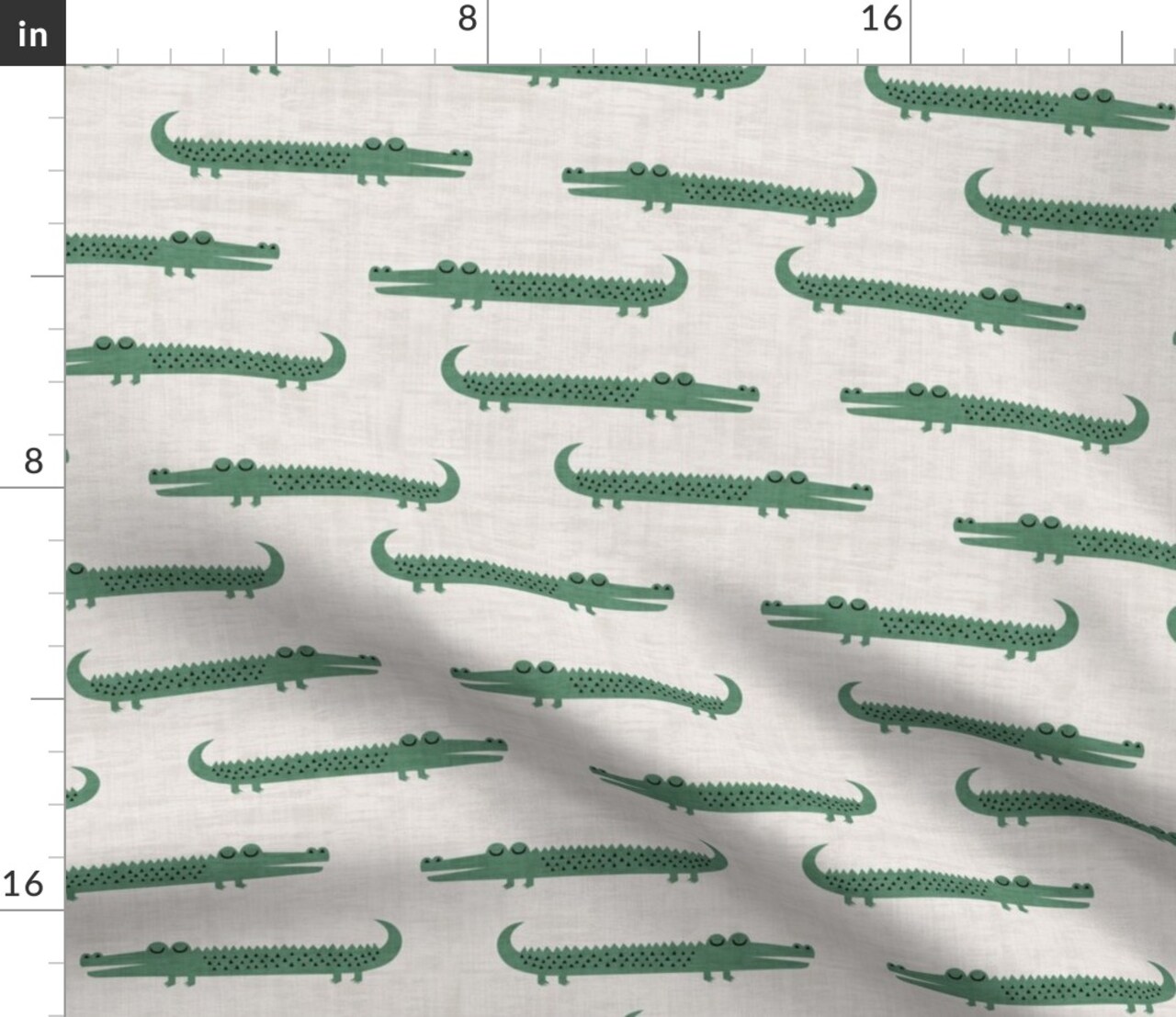 Whimsical Gators Green Beige Gray Boho Animals Fun Cute Happy Cheerful Playful Novelty Custom Printed Fabric by Spoonflower Various Fabrics by the Yard or Fat Quarter